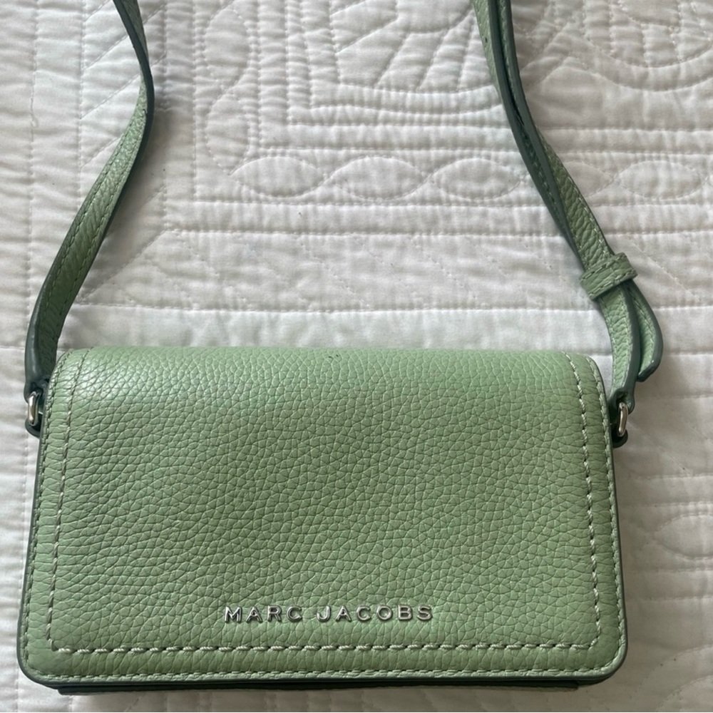 Marc Jacobs Green Mini Leather Bag with Flap Closure